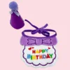 Set bavaglino viola Hb e cappellino per compleanno