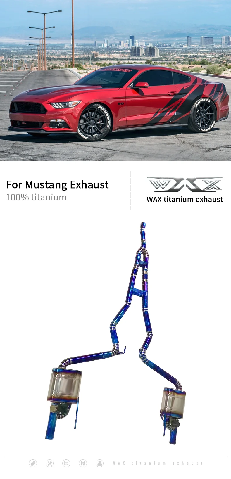 Titanium alloy Exhaust Pipes Catback Exhaust System For FORD MUSTANG 2015-2022 Muffler exhaust Cat-back