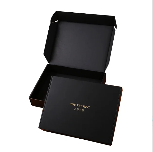 Custom Logo Luxury Gold Foil Stamping Black Box Mailing