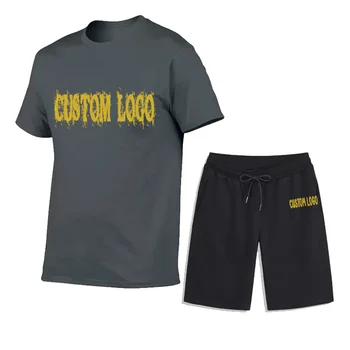 Men's Custom Logo Pure Color Breathable Comfortable Summer Sportswear Streetwear T-Shirt Shorts Set