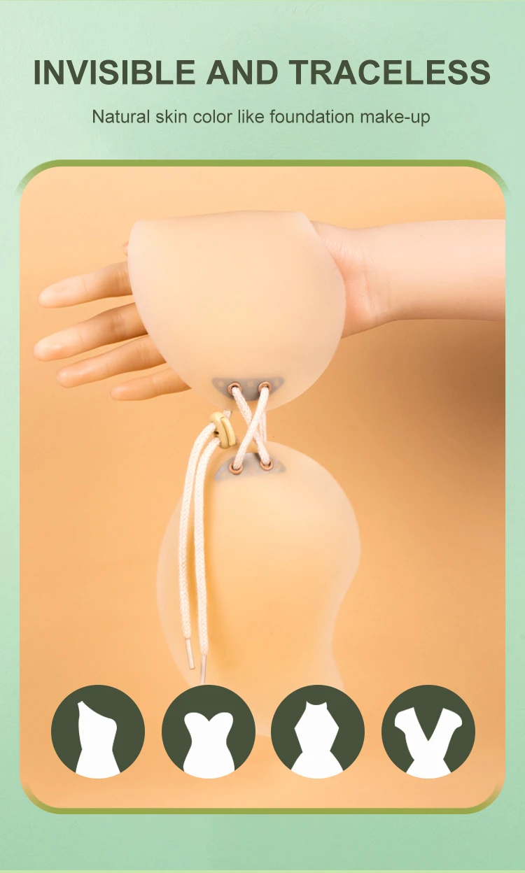 粘性俯卧撑无缝文胸自粘文胸bralette隐形可重复使用硅胶女式内衣内衣