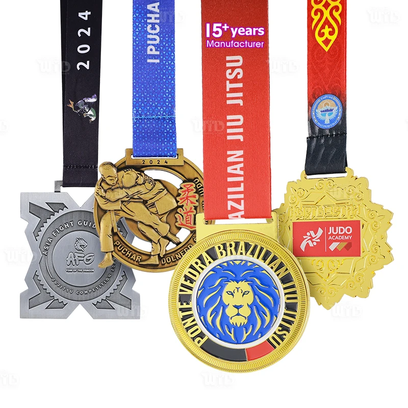 Medalha Personalizada de Taekwondo com Fitas de Fábrica, Medalha Esportiva de Judo Karatê, Corrida, Crie Sua Própria Medalha Personalizada em Metal Artes Marciais
