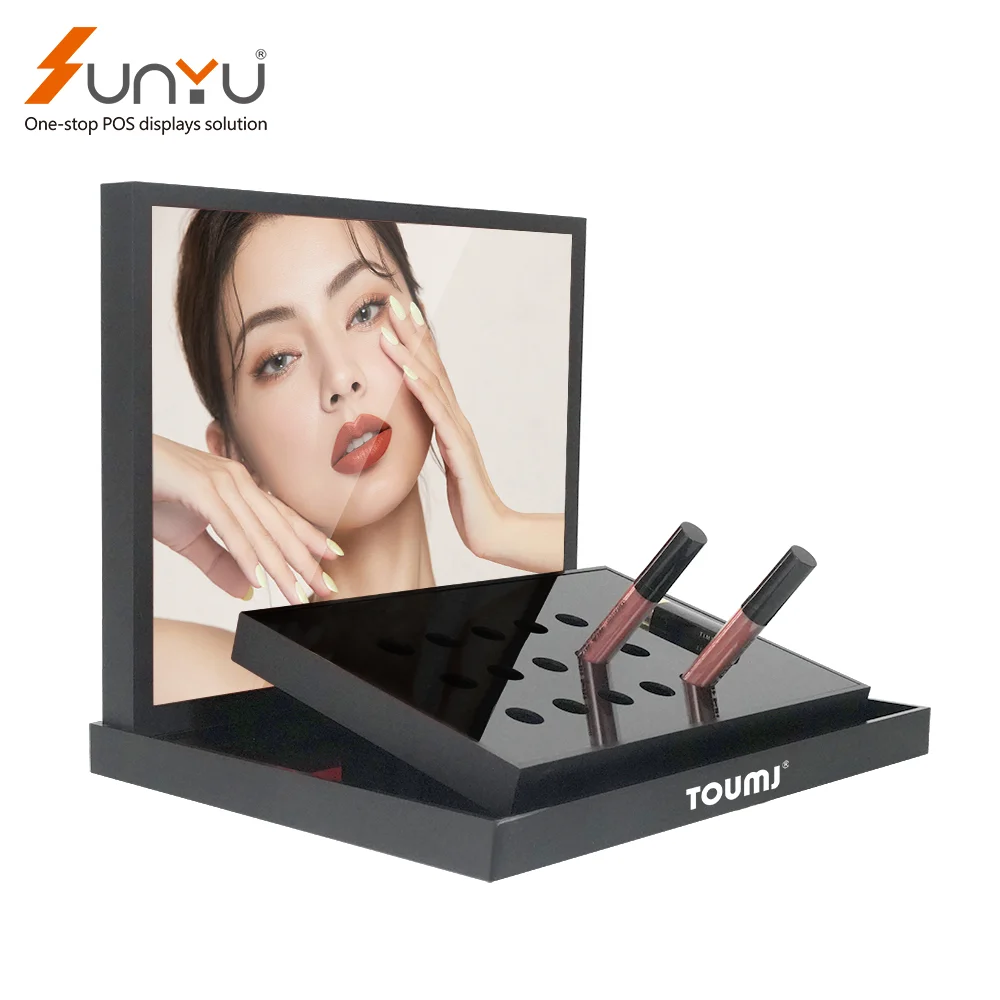 Wholesale Custom Countertop Cosmetic Lipstick Makeup Acrylic Display Stand with LED Light