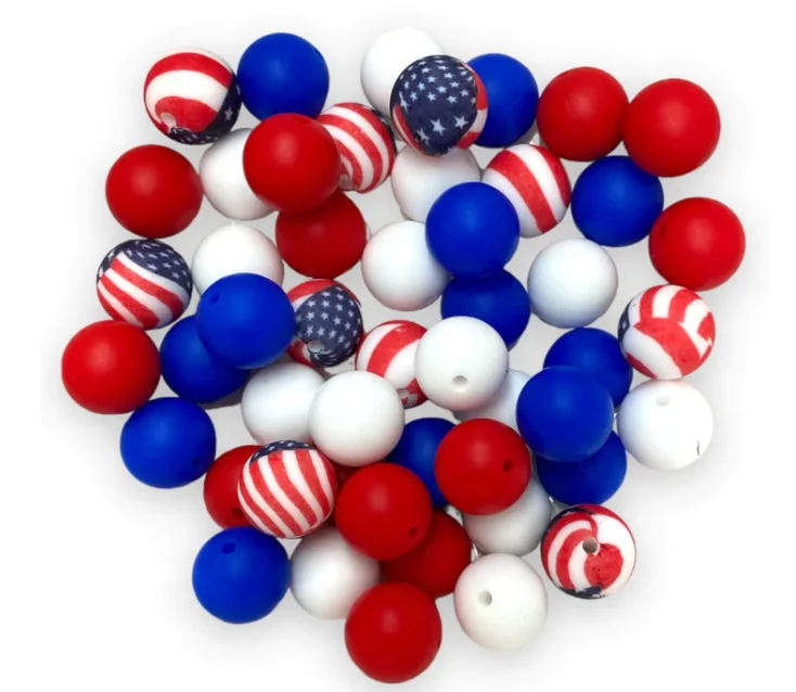 Popular Design DIY String Pen Keychain Necklace Accessories Usa Series New Focal Silicone Beads