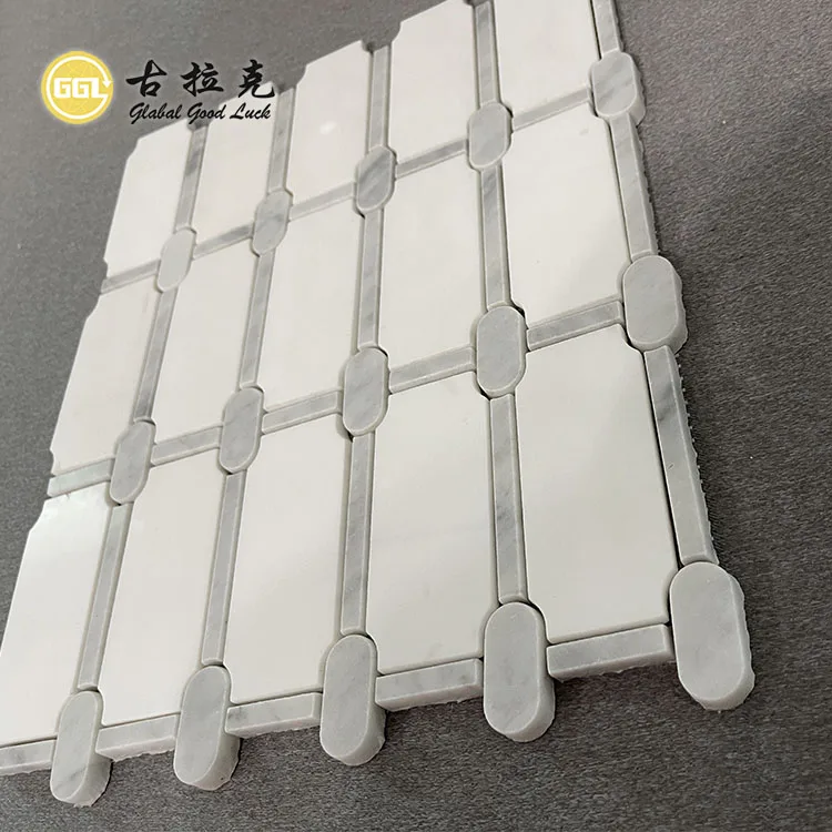 Contemporary Design Marble Mosaic Background White Marble Tile for Bathroom Kitchen