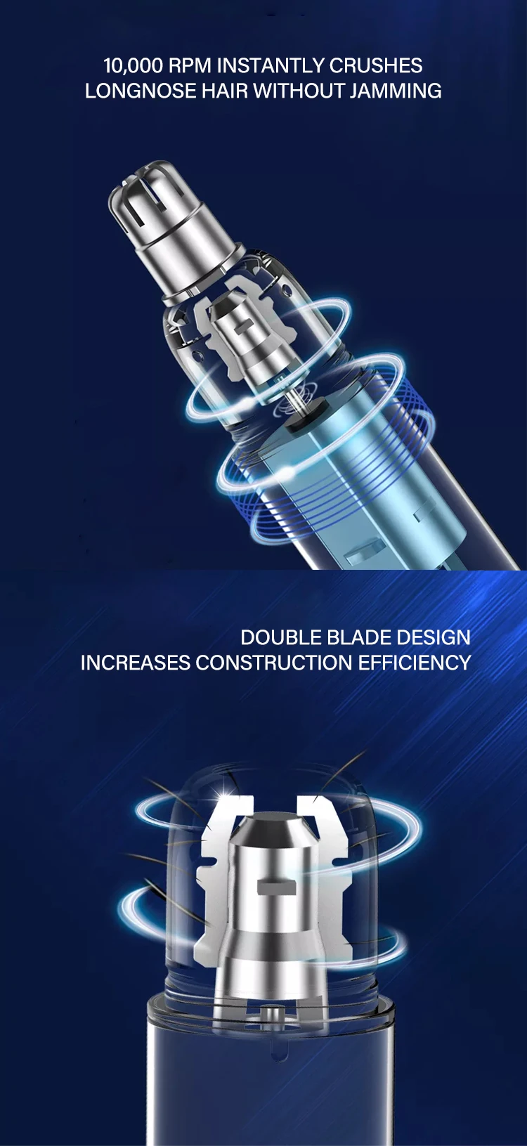 Usb Rechargeable Electric Facial Hair Trimmer Hair Clipper For Nose Ear