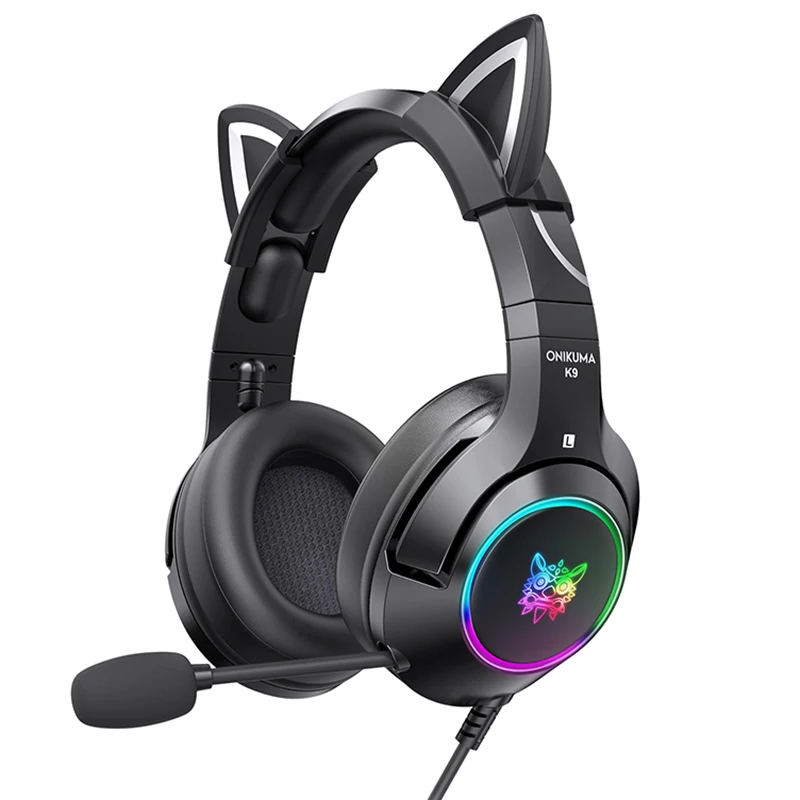Onikuma x15 pro猫耳ヘッドフォンゲーミングヘッドセット マイク付き ONIKUMA X15 Pro 有線ヘッドフォン RGB ヘッドビーム付き