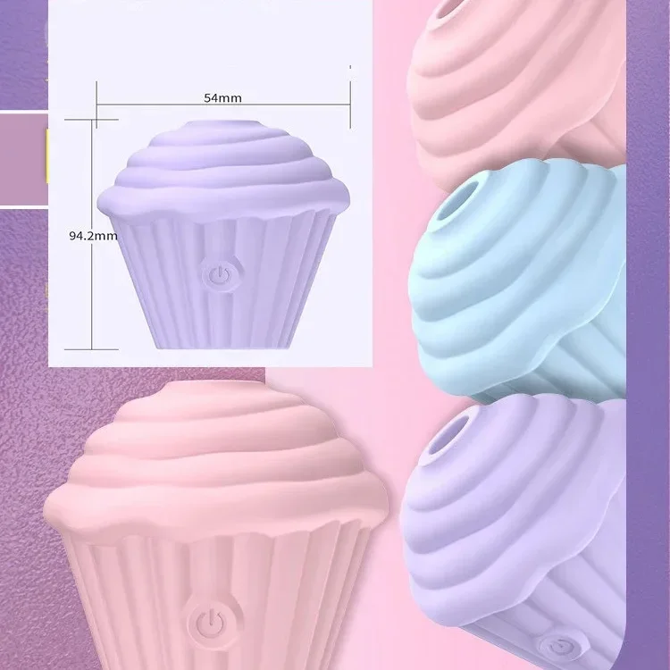 Cupcake Clitoral Sucking Vibrator - Waterproof Silicone Cone Sex Toy for  Women, USB Rechargeable, 5 Frequencies, Colorful Design