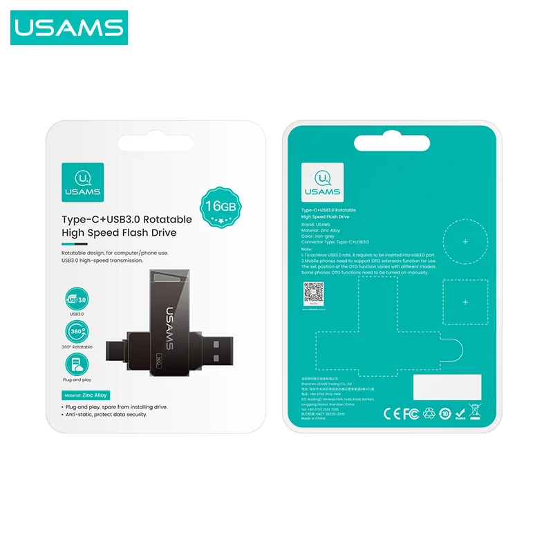 USAMS Usb Flash Drives Bulk Cheap 16gb 32gb 64gb 126gb Pet Flash Drive Type c Otg Flash Drive