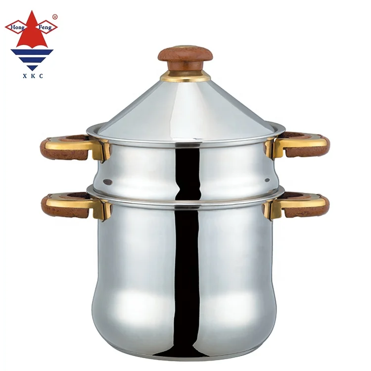 Copper Plated Cooking Pot Couscous Pot Steamer With Cooking Pot Large Capacity Stainless Steel Cookware Sets Metal Handle