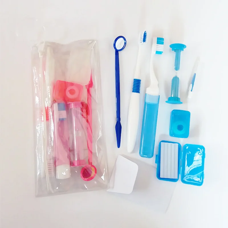 Portable Dental 8 In 1 Travel Orthodontic Hygiene Clean Care Brush Kit