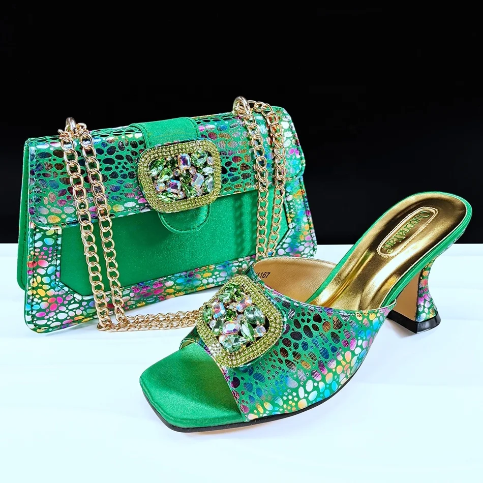 Hot Sale Women Shoes and Bag Set Low Heels Shoes and Clutch Sets for Party