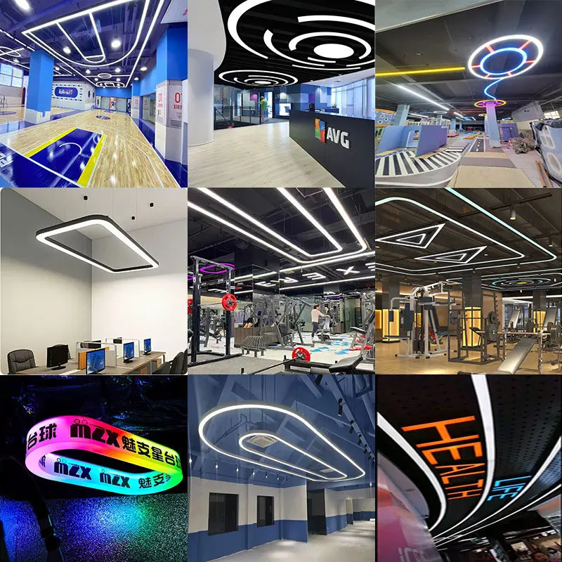 Penerangan Gantung LED Modern Bergaya Industri untuk Kantor, Ruang Pamer Mobil, Pusat Permainan Video, Supermarket, Gym, Studio Tari, dan Toko