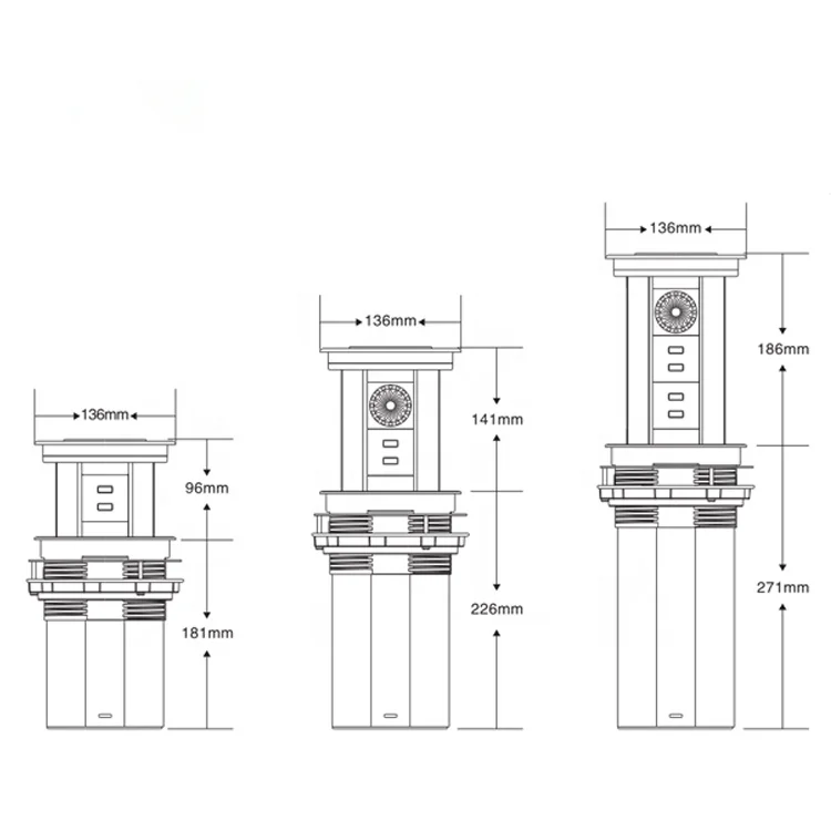 AU standard power plug IP65 kitchen worktop smart wifi lifting motorized pop up speaker USB-C tower socket with wireless charger