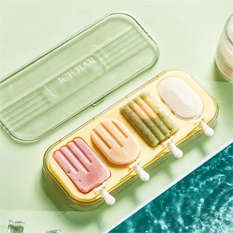 Stackable Summer Ice Pop Molds Easy Release 4 Moulds Ice Lolly Making Machine Ice Popsicle Molds