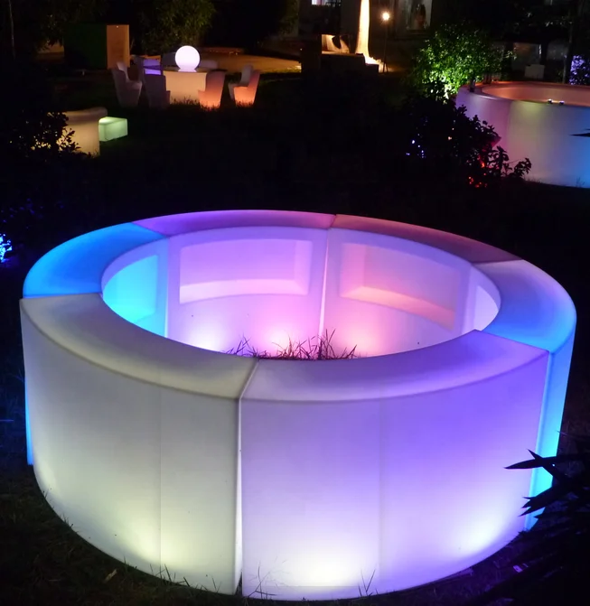 Assembly Party Plastic Portable bar LED Curved Bar Table Illuminated Nightclub Furniture Glowing Lightweight Circle Bar Counter