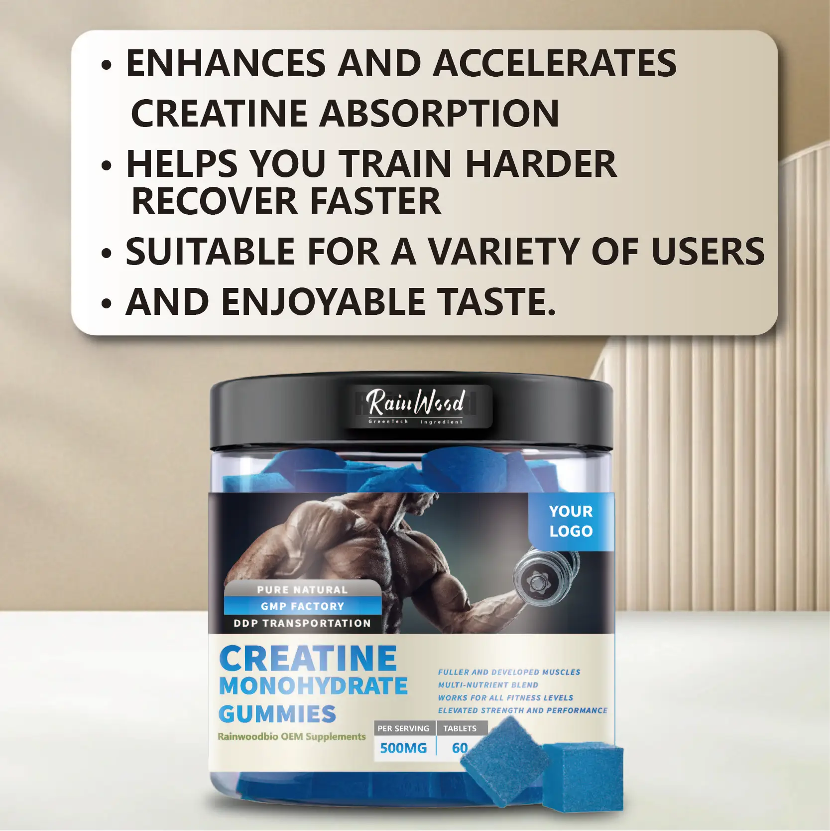 Monohydrate Creatine Gummies Private Label Creatine Monohydrate Muscle Gummies 5000mg Creatine Gummies