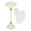 Ensemble Rouleau de Jade Blanc Naturel et Gua Sha Setheart