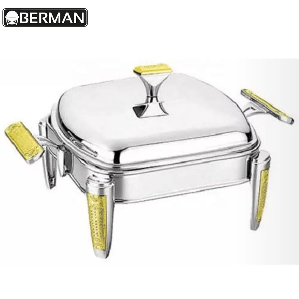 Guangzhou Berman Wholesale Double Sided Chafing Dish Hot Pot Restaurant Equipment Buffet Food Heaters for Catering