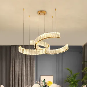 Modern Minimalist Pendant Lamp for Hotel Large Lobby Living Room Bar Club Adjustable Height Crystal Chandelier Front Desk