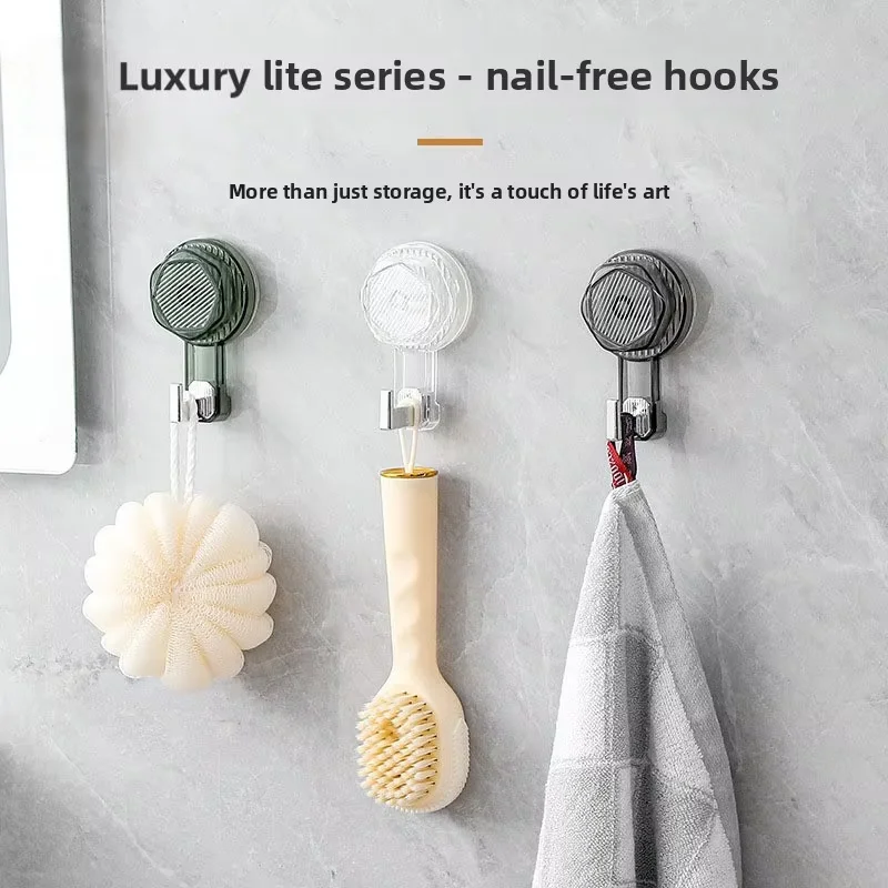 Strong Rotatable Suction Cup Hook Non-Perforated Bathroom Door Rear Seamless Vacuum Extra Large Sticky Hook ABS Bathroom Towel