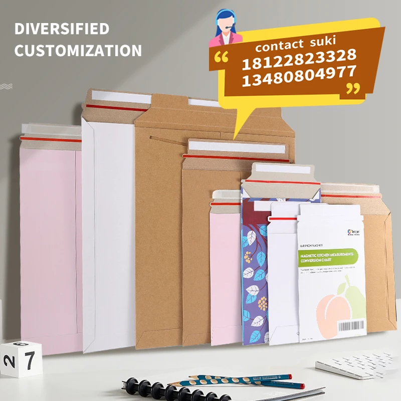 Recycle Mailer Customized Printed Recycled Expandable Kraft Paper Rigid Flat Cardboard Book Mailers Envelope for Packing