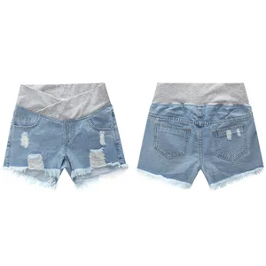 Hot Sale Summer Pregnant Clothes High Waist Maternity Denim Shorts Belly Support Jeans Women Pregnancy Pants With Pockets