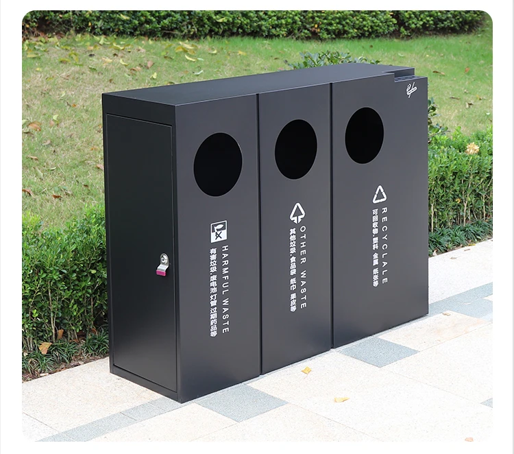 3classified Trash Bin Outdoor For Public Area Recycling Outdoor Waste