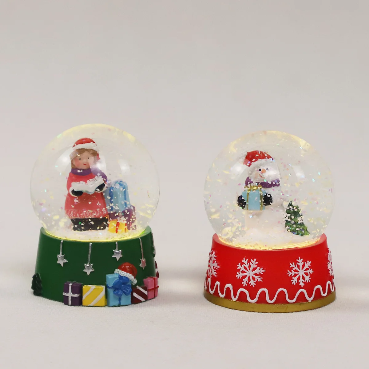 flat glass christmas ornaments led christmas snow globe craft ball x'mas ornaments