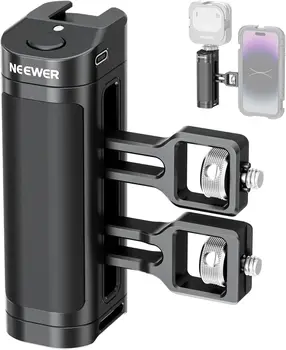 NEEWER Side Handle Grip with Wireless Remote Control Button Shutter Trigger for Smartphone Cage Video Rig, 2 Mount Adapters