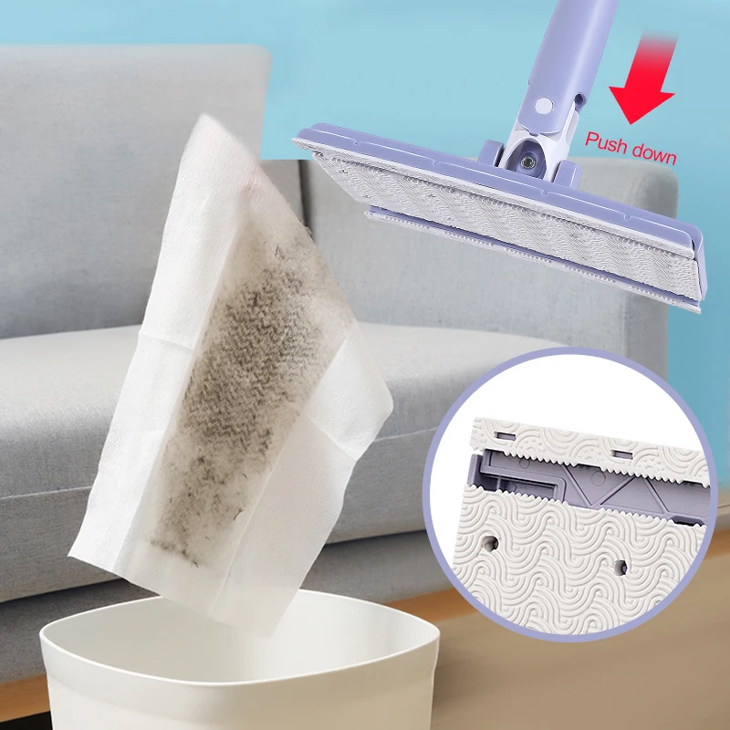 Automatic Clip Cloth Flat Mop Wipe Floor Window Dust Replacement Paper Towel Head Refill Non Woven Cloth Flat Disposable Pad Mop