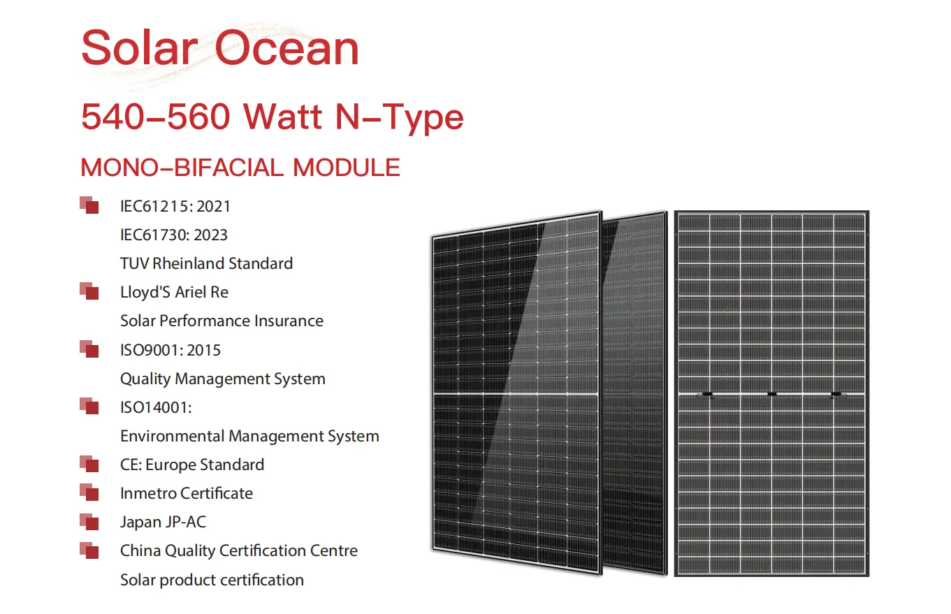 QIANEN Tier 1 540W-560W Solar Panel Monocrystalline Silicon Half Cell HBC/N-Type HJT Pv Module Competitive Price details