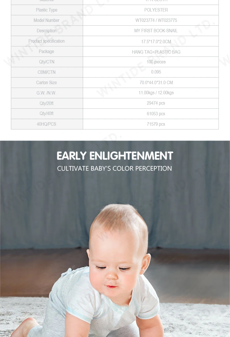 Early Educational Black And White Animals Story Book Baby Soft Fabric