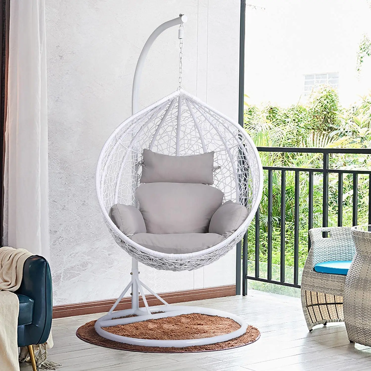 Hanging Rattan Rattan Pod Chair In White Outdoor Hanging Egg Chair