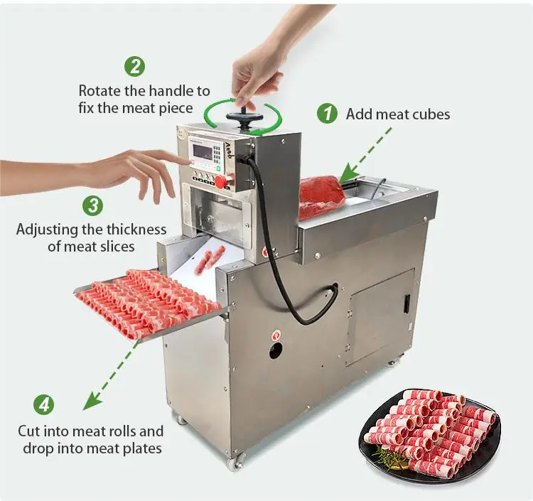 Commercial Wide Frozen Fish Bacon Slicer Fully Automatic Electric Meat Grinder Mincer Machine 4 Roll Manufacturing New Condition