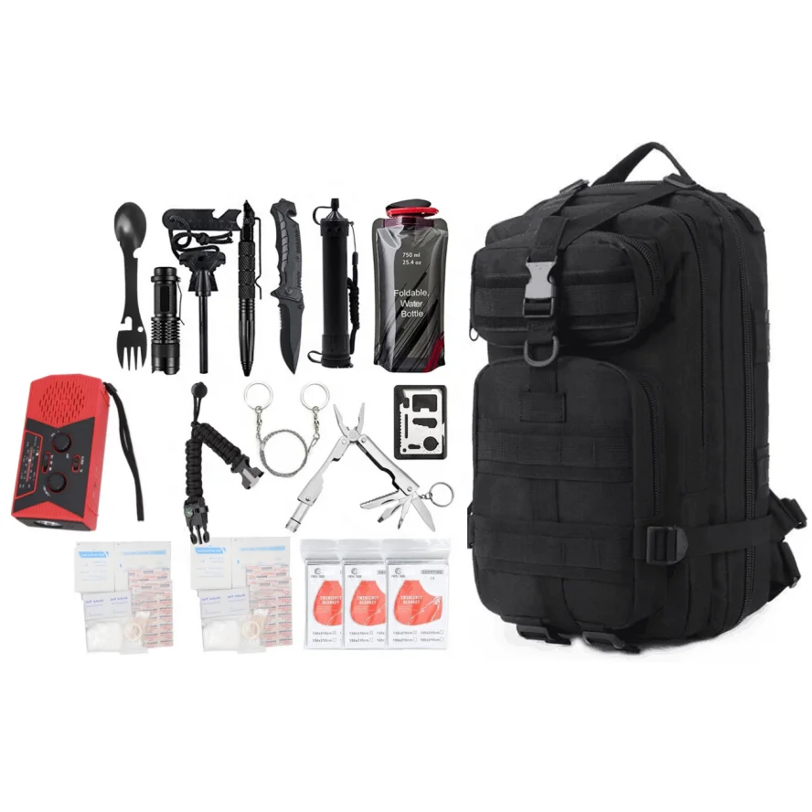 30L Outdoor Bugout Bag Disaster Rescue kit First Aid Kit Camping Emergency Survival Kit with Backpack