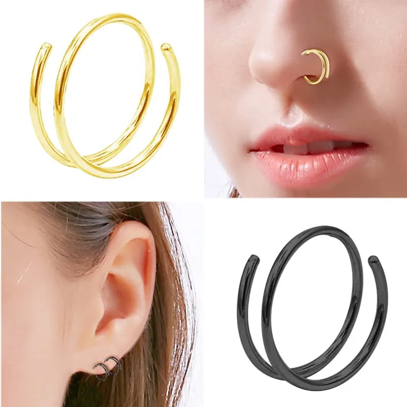 Milacolato 18G 20G 316L Stainless Steel Nose Ring Hoop Cartilage Helix Ear Hoop Septum Piercing Tragus Body Jewelry 6-12mm 24Pcs 