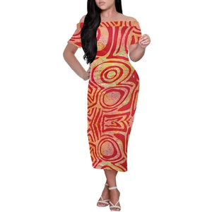 Customize Custom Cozy Short Sleeve Bodycon Midi Dress  Hawaiian Tropical Tie-Dye Design Casual Knee-Length Big People Size