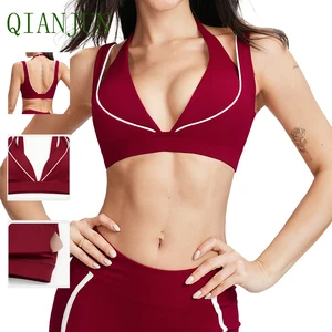 Custom Logo Women Active Wear Sports Crop Top High Impact Padded Breathable Gym Running Bra Yoga Sports Bra