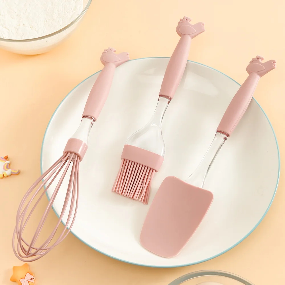 product heat resistant kitchenware silicone pastry spatula basting brush whisk set for cooking baking mixing-6