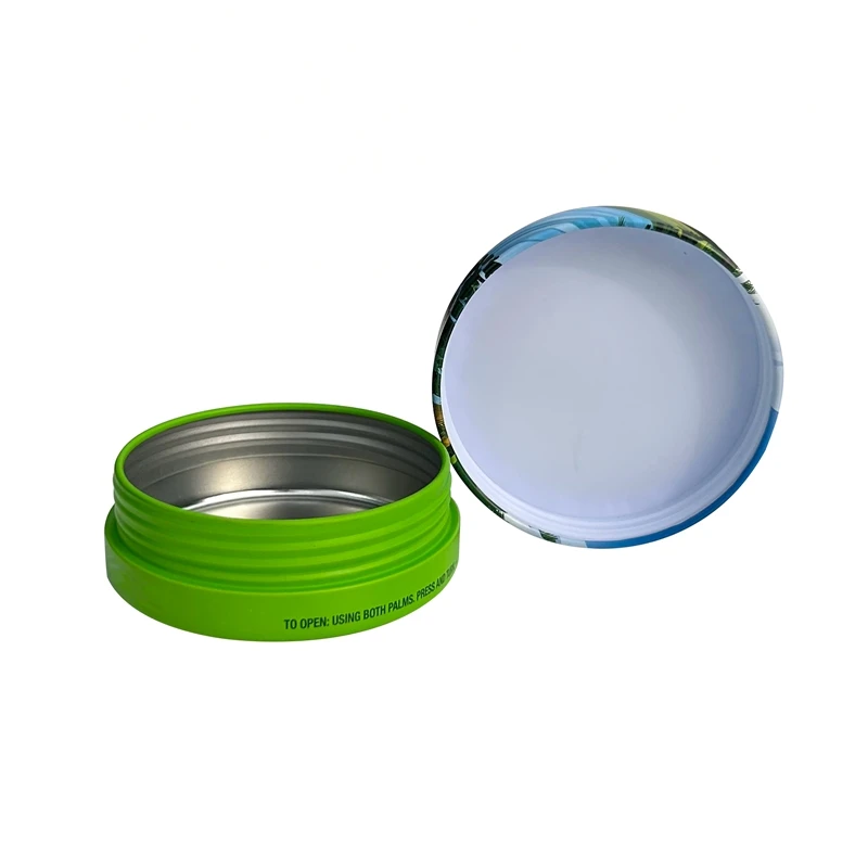 Food Grade High Quality Child Resistant Proof Metal Tin Can Round Cr