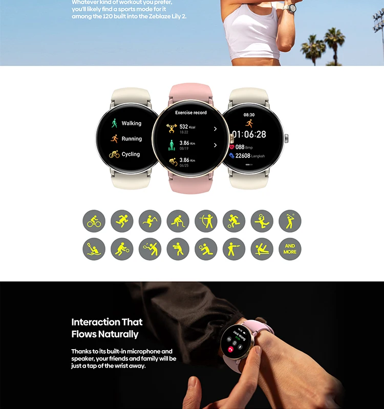 Zeblaze Lily 2 Voice Calling Female Smartwatch 1.2" AMOLED Screen Double Strap Health Management Sports Smart Watch