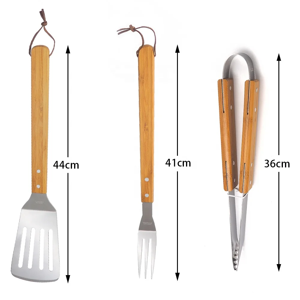 4pcs Classic Style Bbq Grill Set Barbecue Accessory Bbq Tool With Wood