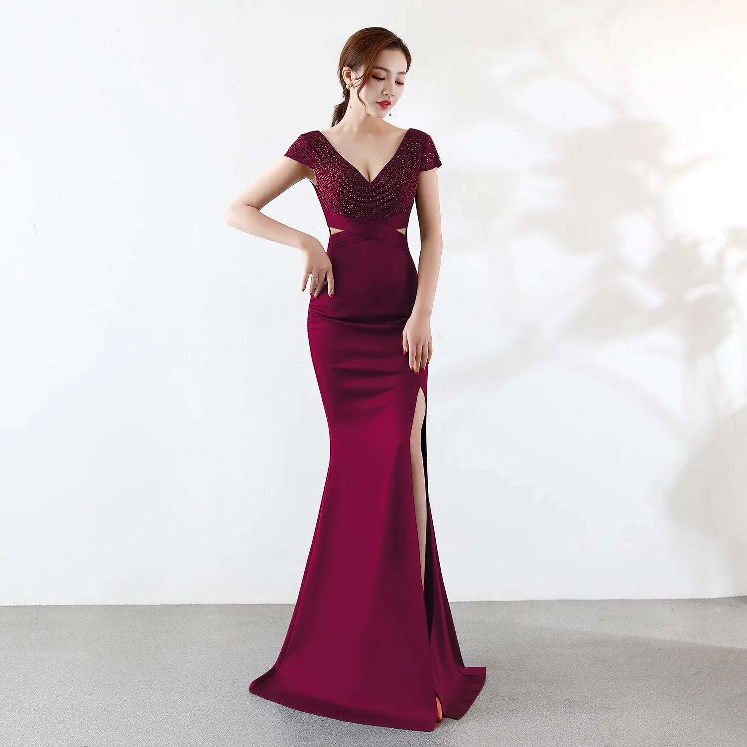 Banquet Demure Atmosphere Long Slim-Fit Fish Tail Dress Banquet Demure Atmosphere Long Slim-Fit Fish Tail Dress