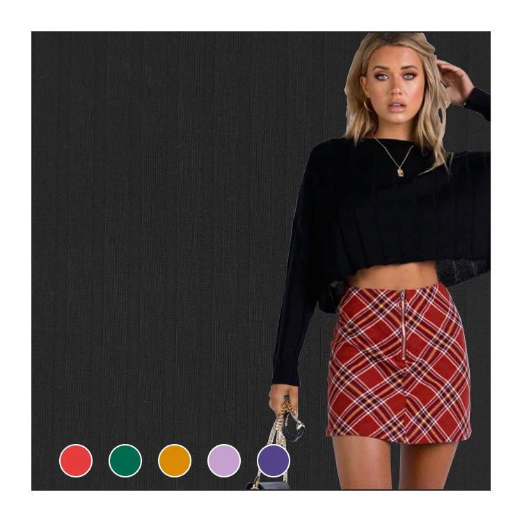 China Supplier Custom Bamboo Spandex Fabric Ribbed Material, Wholesale Solid Bamboo Rib Fabric for Cloth/