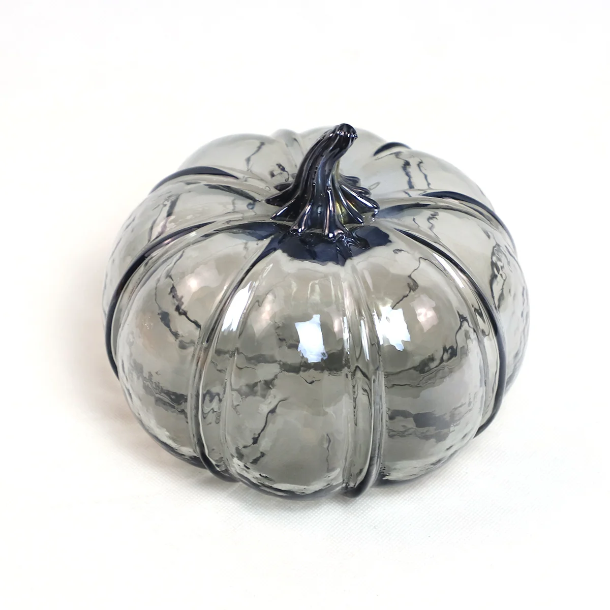 Simplicity Clear Glass Grey Transparent Hollow Imitation Pumpkin Model Battery Operated Glowing Home Thanksgiving Outdoor Garden