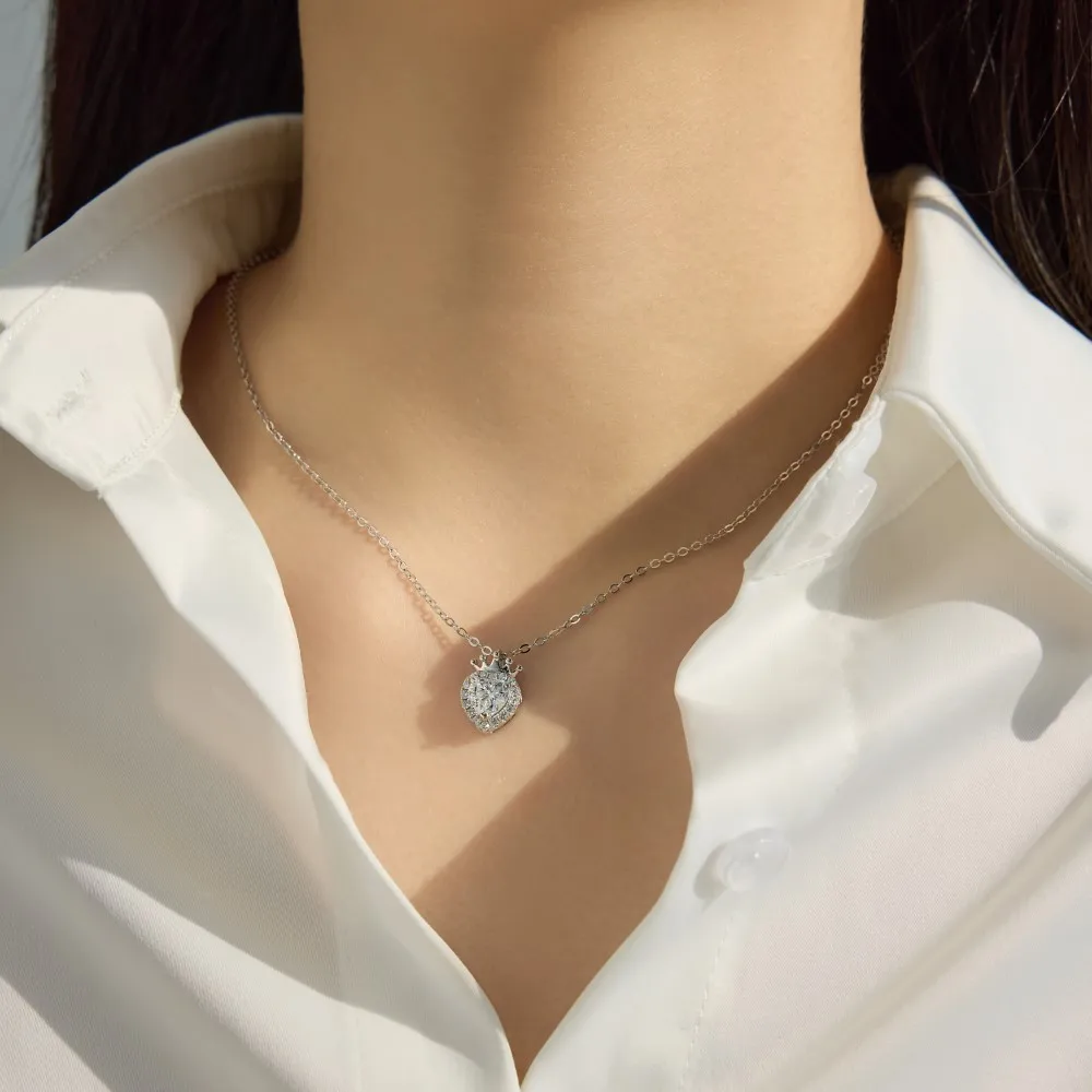 KAKODIY Fashion Trend Design 925 Sterling Silver Chain Shiny 5A Zircon Heart Shape Love Pendant Women Daily Wear Jewelry Necklace detail 5