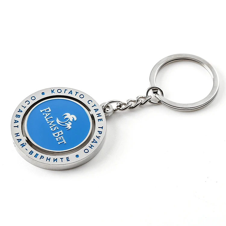 Custom Metal Innovative Silver Spin Keychain Round Metal Floating