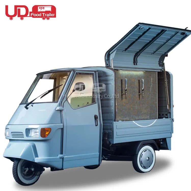 New Design 3 Wheels Electric Food Tricycle Mobile Kitchen Beer Bar Ice Cream Cart Piaggio Ape Food Truck