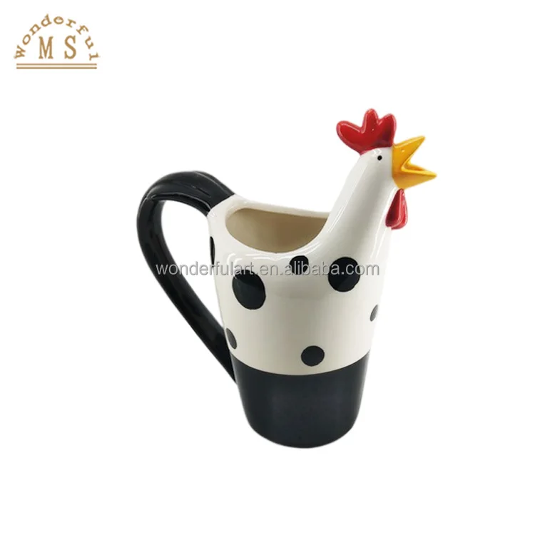 Customized logo printing Kitchen Ceramic cock stoneware porcelain chicken Tableware coffee cup milk mug